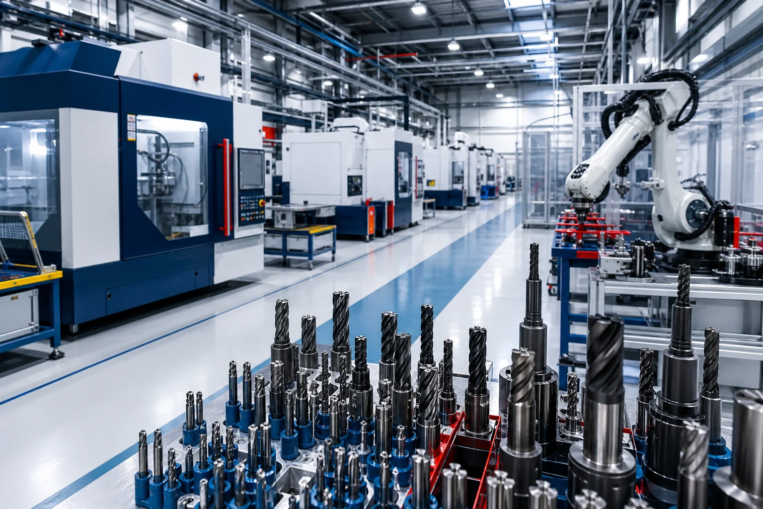 Fábrica automatizada de ferramentas de corte com máquinas CNC